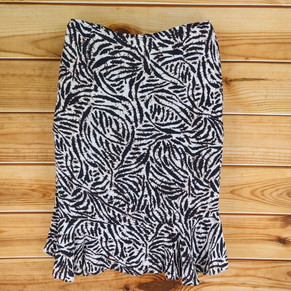 White Stag Midi Skirt Womens Size XL Black Geometric 100% Rayon Zip Closure